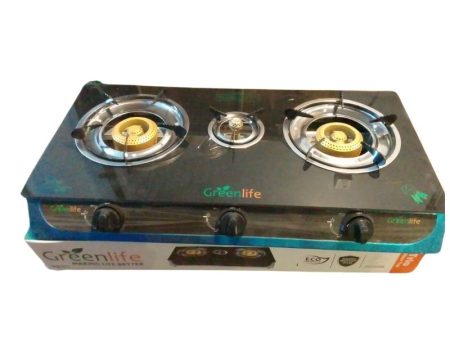 Green Life Glass Top Gas Stove 3 Burner Fashion