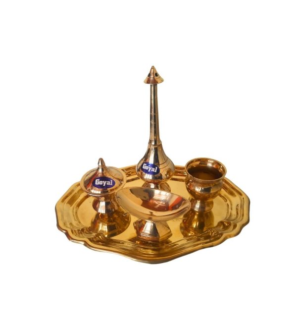 Brass Mini Pooja Thai Set on Sale