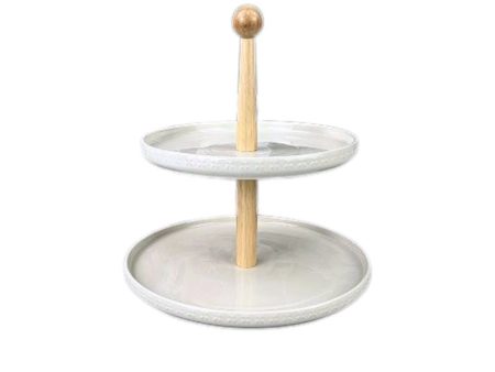 Ceramic Wood Cupcake Stand 2 Tier Fashion