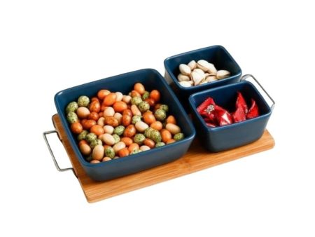 Ceramic Serving Dish with Wooden Tray Sale